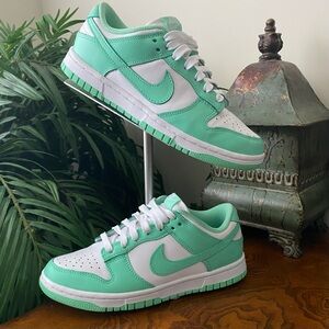 Nike Women's Green Glow White Low Dunk Lace Up Sneaker
